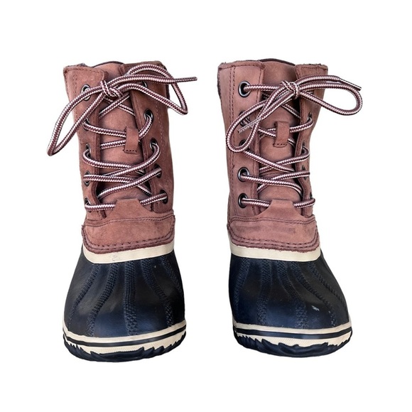 Sorel Slimpack Lace Leather Winter Snow Boot Waterproof Size 6 Tan Black - Picture 3 of 16